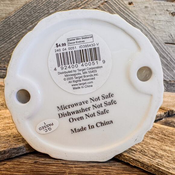 2005 Ceramic Easter Bunny Artist Egg Holder Figurine, Target Brand - Picture 8 of 8